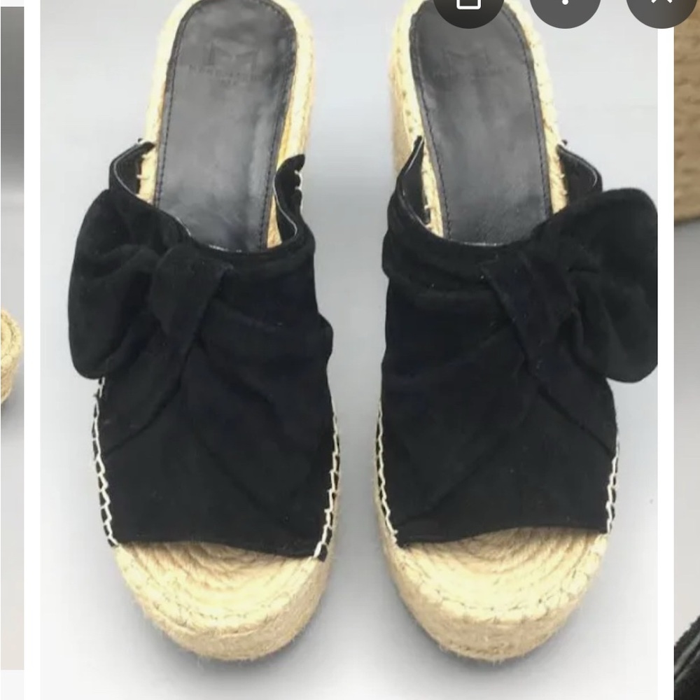 Marc Fisher AIDA Black suede leather Espadrille Slip-Ons sz 7